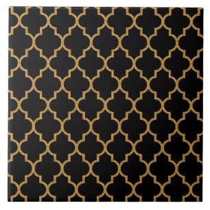 Carreau Motif noir de Quatrefoil d'or