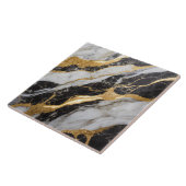 Carreau Motif noir et Marbre blanc avec or (Côté)