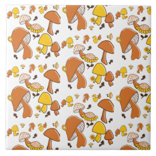 Carreau Motif nostalgique de champignons