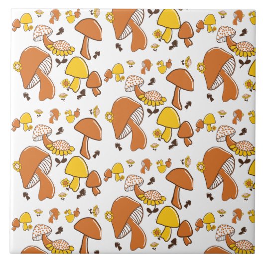 Carreau Motif nostalgique de champignons (Devant)