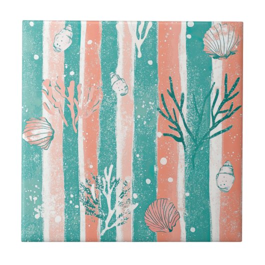 Carreau Motif Océan Corail Tropical (Devant)