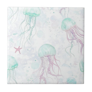 Carreau Motif Océan Méduses Aquarelle Envoûtant (1)