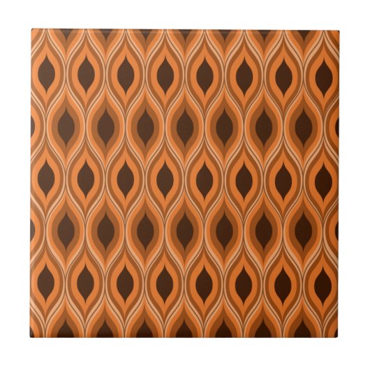 Carreau Motif ogee classique de milieu de siècle orange et (Devant)