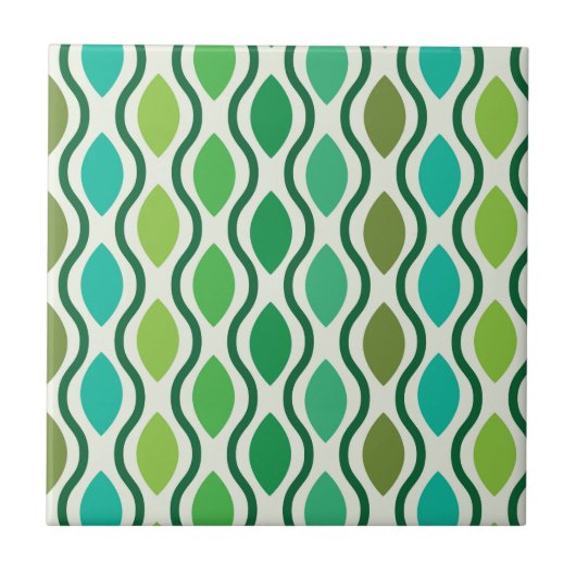 Carreau Motif Ogee Rétro Vert sarcelle Milieu de siècle (Devant)