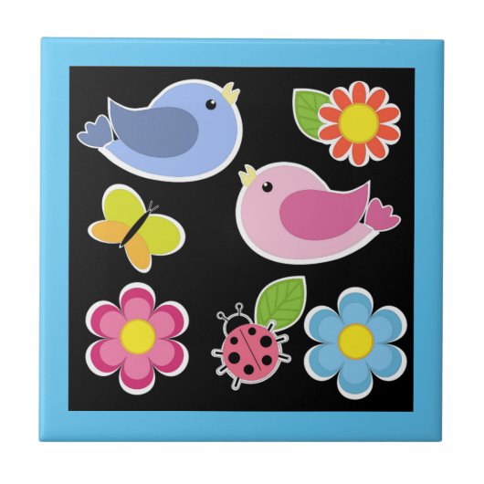 Carreau Motif OISEAUX ET FLEURS (Devant)