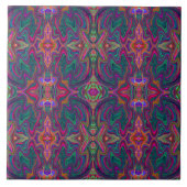 Carreau Motif ondulé vert, orange et violet trippy cool (Devant)
