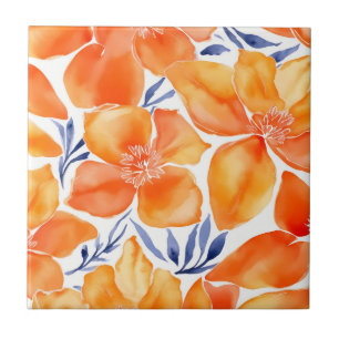 Carreau Motif orange d'aquarelle florale