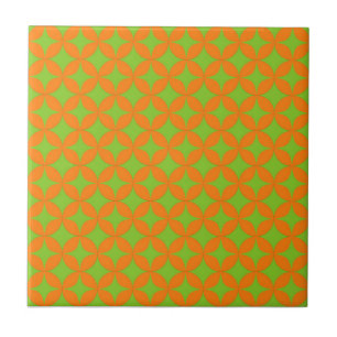 Carreau Motif orange rétro scintillant en explosion atomiq