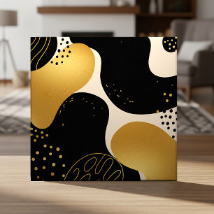 Carreau Motif organique abstrait moderne noir et or