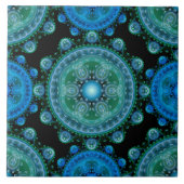 Carreau Motif oriental bleu fractal (Devant)