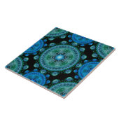 Carreau Motif oriental bleu fractal vert (Côté)