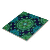 Carreau Motif oriental bleu vert fractal (Côté)