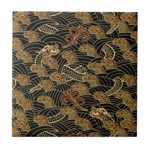 Carreau Motif oriental du dragon de mer