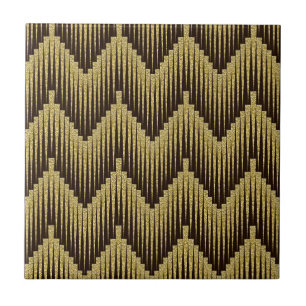 Carreau Motif ornemental noir or élégant Décoratif