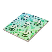 Carreau Motif Ours Panda Imprimé Vert (Côté)