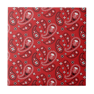 Carreau Motif Paisley avec Arrière - plan rouge-23214