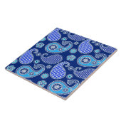 Carreau Motif Paisley, bleu cobalt et blanc (Côté)