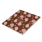 Carreau Motif Paisley, corail rose et chocolat (Côté)