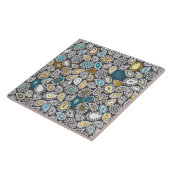 Carreau Motif Paisley en blanc, gris, or et turquoise (Côté)