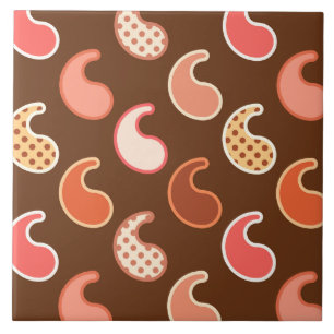 Carreau Motif Paisley moderne, Tons de la Terre, Brown de 