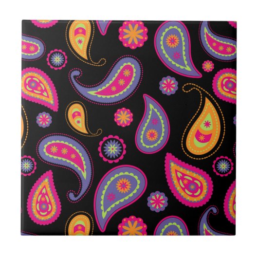 Carreau Motif Paisley sans couture Coloré (Devant)