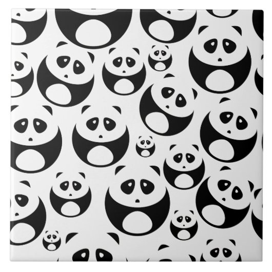 Carreau Motif Panda noir et blanc Kawaii (Devant)