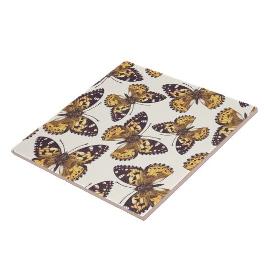 Carreau Motif papillon de femme peinte (Côté)