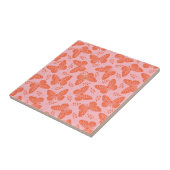 Carreau Motif papillon orange sur arrière - plan rose (Côté)