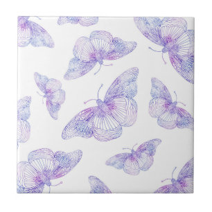 Carreau Motif papillon violet aquarelle