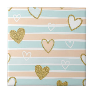 Carreau Motif pastel cœur rayures paillettes Style (15)