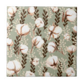 Carreau Motif Plante en coton vert (Devant)