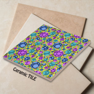 Carreau Motif pois en bleu rose Turquoise -