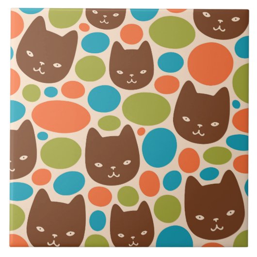 Carreau Motif Polka Dot Cats (Devant)