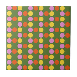 Carreau Motif Polkadot coloré en Arrière - plan vert