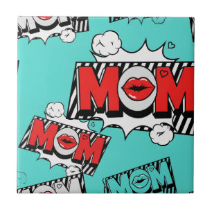 Carreau Motif Pop Art MOM Love en Turquoise (4)