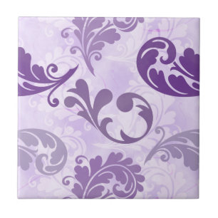 Carreau Motif pourpre élégant de plumes