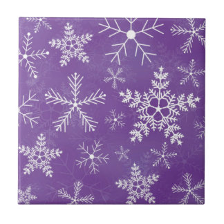 Carreau Motif pourpre et blanc de flocon de neige