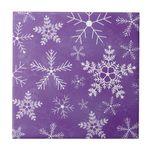 Carreau Motif pourpre et blanc de flocon de neige (Devant)