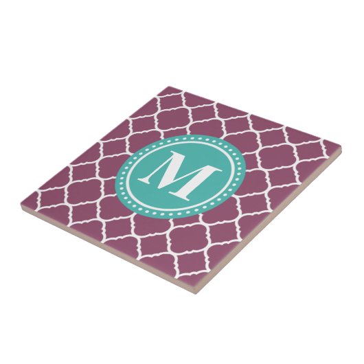 Carreau Motif Quatrefoil bleu Monogram Aqua (Côté)