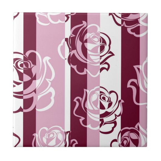 Carreau Motif rayé avec des roses (Devant)