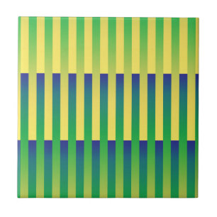 Carreau Motif rayé vert jaune bleu
