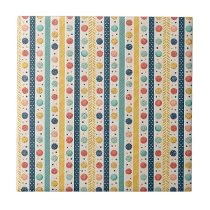 Carreau Motif rayures colorées et pois texturés