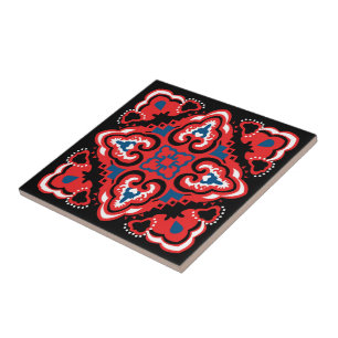 Carreau Motif Red Azulejo