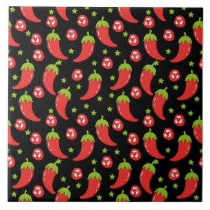 Carreau Motif Red Chili Peppers