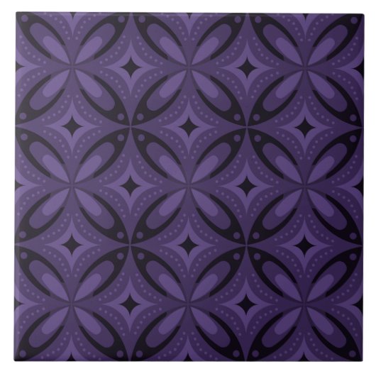 Carreau Motif Rétro de Couleur Violet Foncé (Devant)