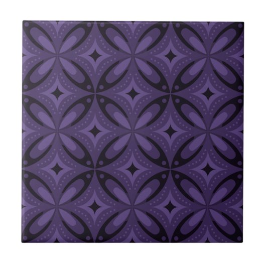 Carreau Motif Rétro de Couleur Violet Foncé (Devant)