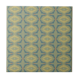 Carreau Motif Rétro Vintage Verdâtre