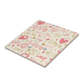 Carreau Motif romantique avec des coeurs et des lèvres (Côté)