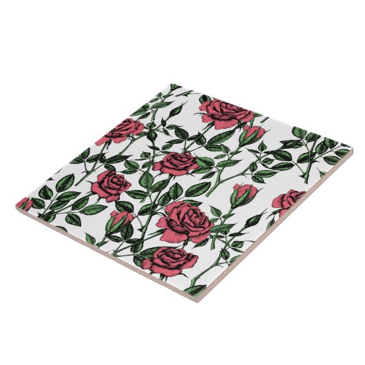 Carreau motif rose (Côté)