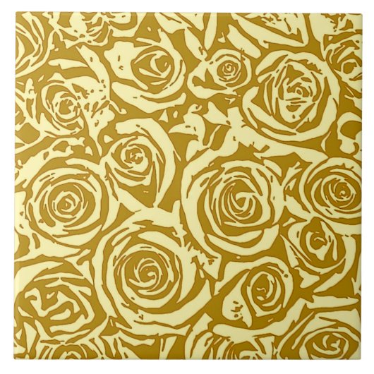 Carreau Motif Rose Abstrait moderne, Jaune de moutarde (Devant)